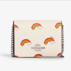 Coach Mini Wallet On A Chain With Rainbow Print
